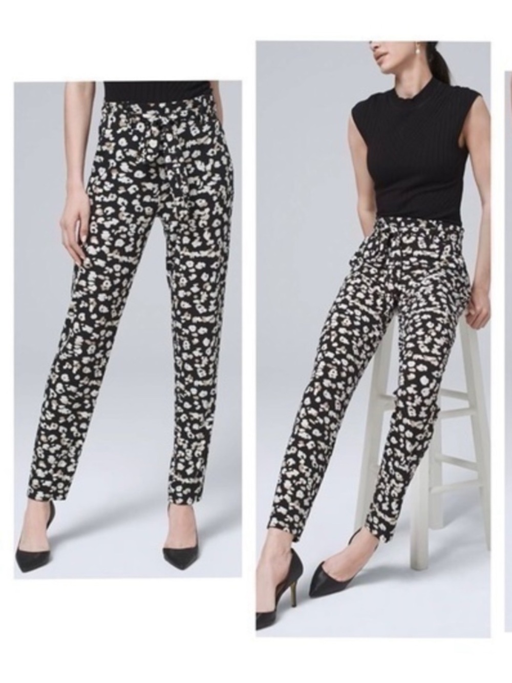 NWT White House Black Market MJ Printed Tapered Ankle Pant Size SR Small Regular